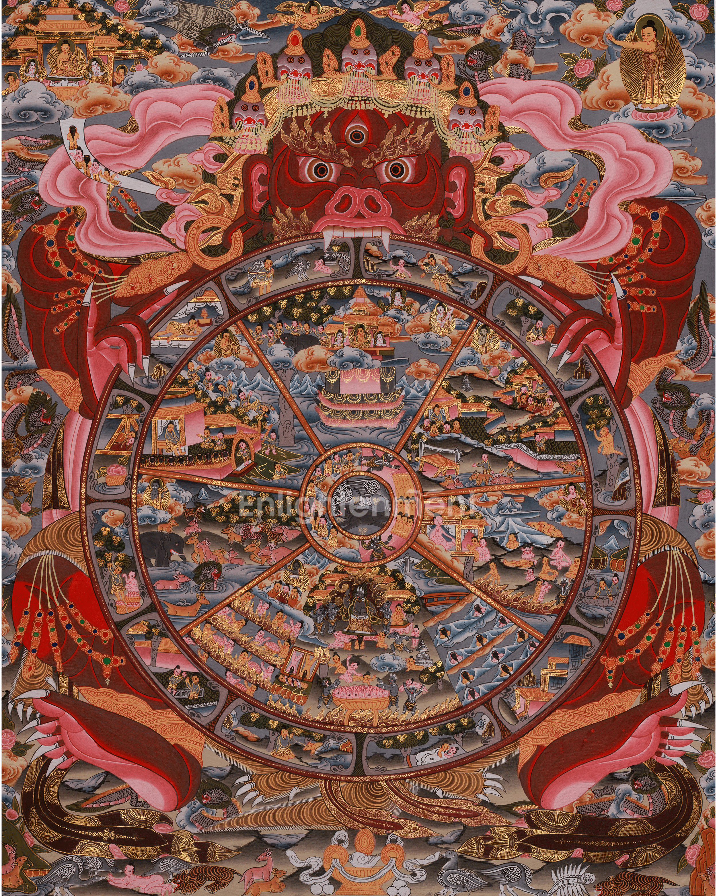 Himalayan Thangka of Wheel of Life