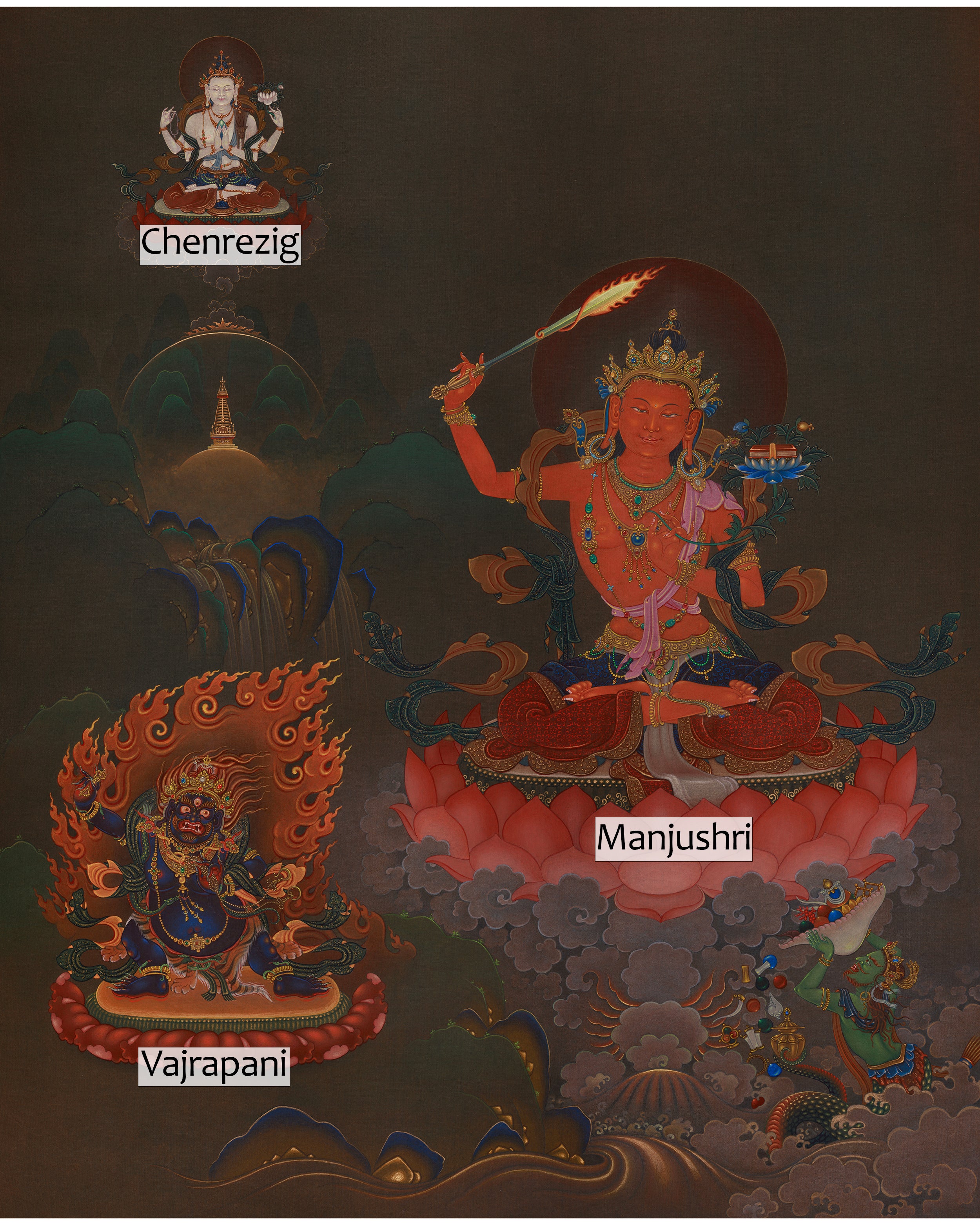 Sword of Wisdom Manjushri Thangka | The Protector of Wisdom