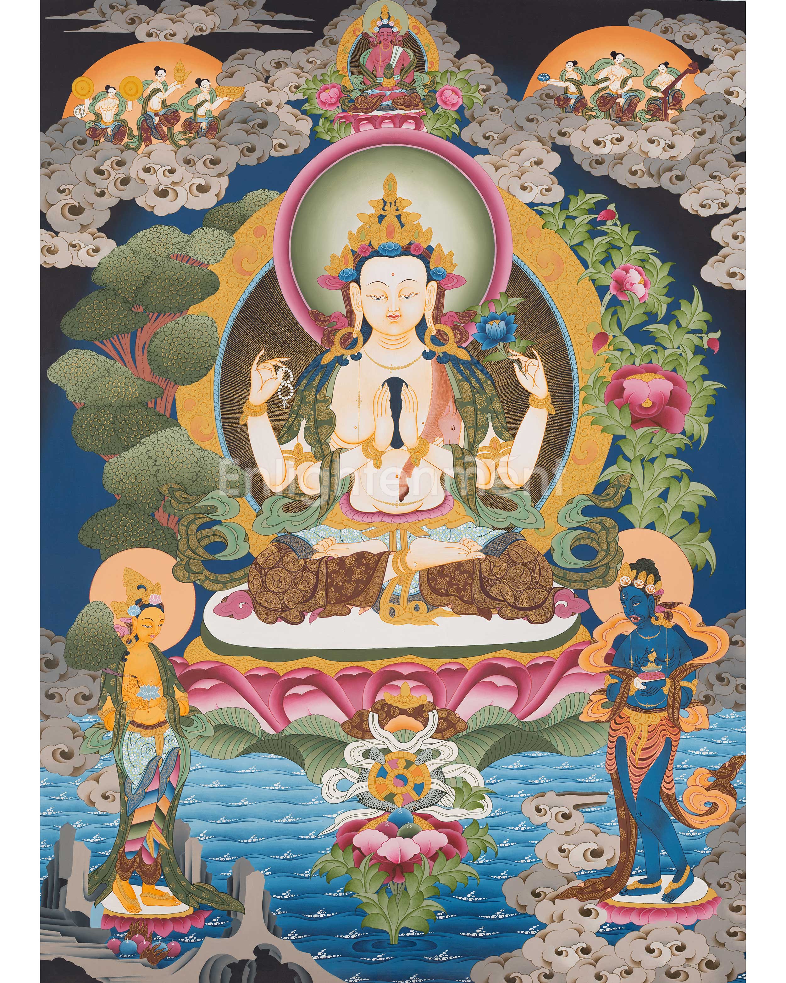 Avalokitesvara Chenresig Thangka | Religious Buddhist Art | Buddhist Gifts
