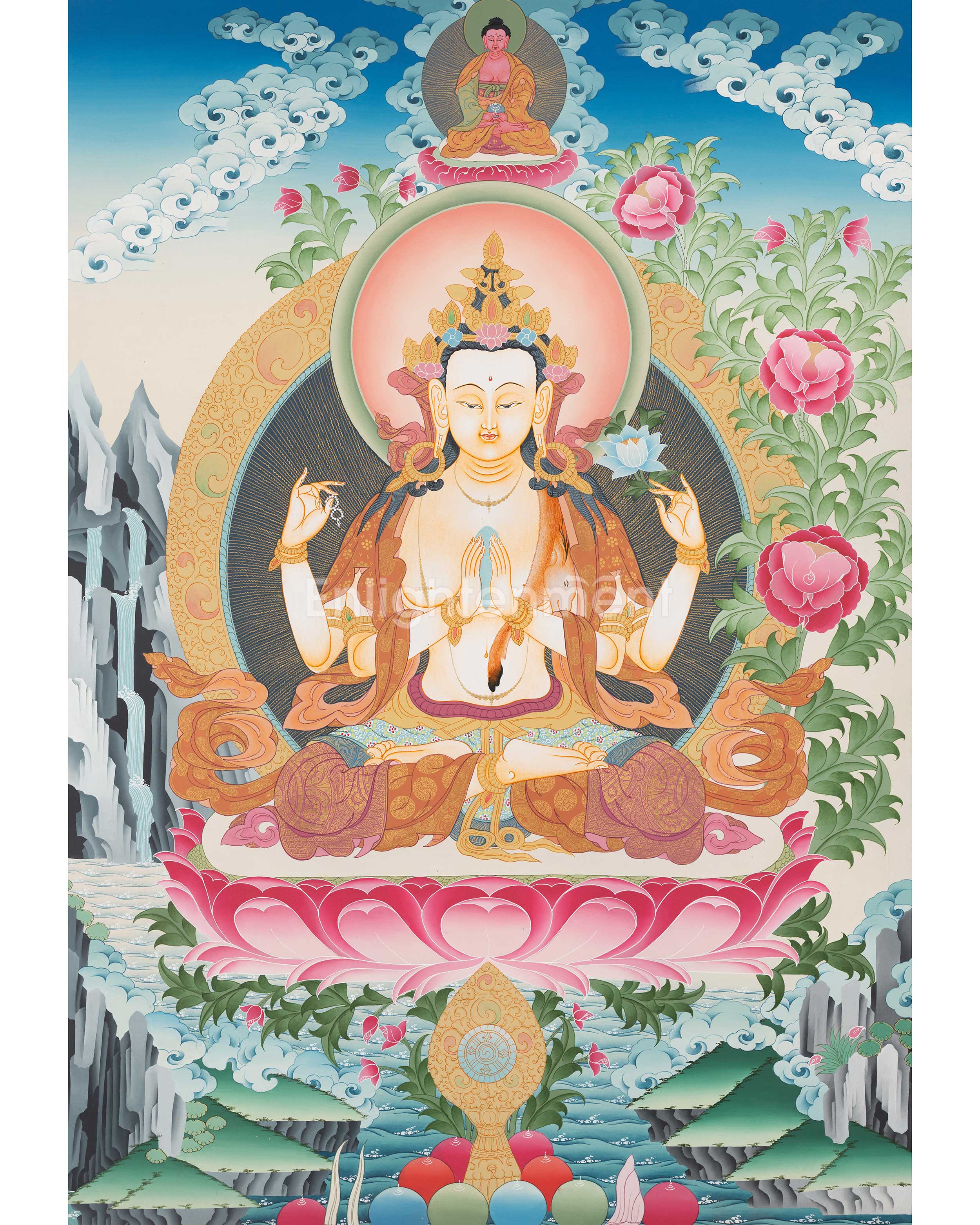 Avalokitesvara Chenresig Thangka | Religious Buddhist Art | Buddhist Gifts