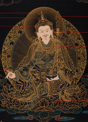Gold Thangka of Guru Rinpoche | Precious Teacher of Tibetan Buddhism