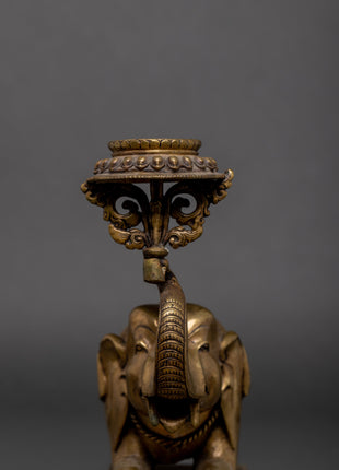 Elephant Lotus Lamp Set  | Himalayan Art