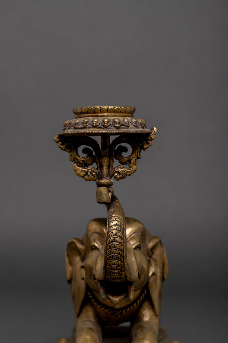 Elephant Lotus Lamp Set  | Himalayan Art