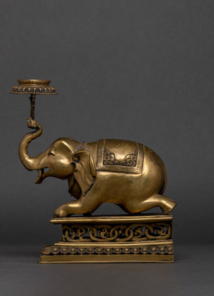 Elephant Lotus Lamp Set  | Himalayan Art