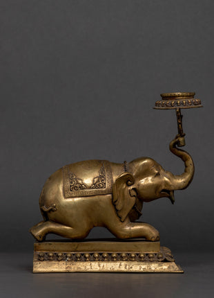 Elephant Lotus Lamp Set  | Himalayan Art