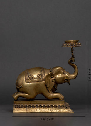 Elephant Lotus Lamp Set  | Himalayan Art