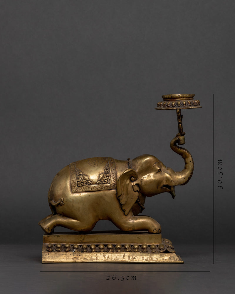 Elephant Lotus Lamp Set  | Himalayan Art