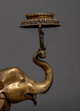 Elephant Lotus Lamp Set  | Himalayan Art