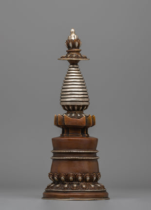 Tibetan Stupa with Silver Plating 