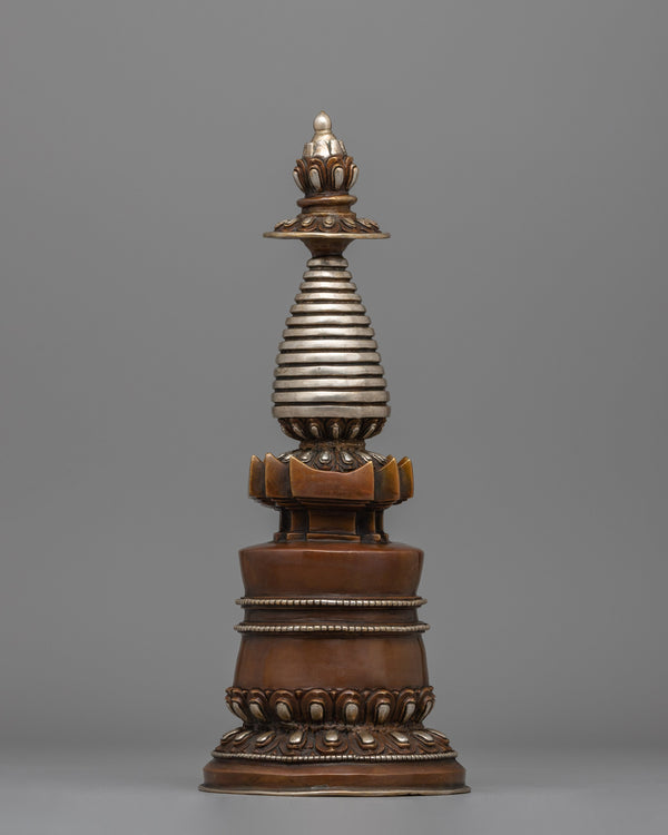 Tibetan Stupa with Silver Plating 