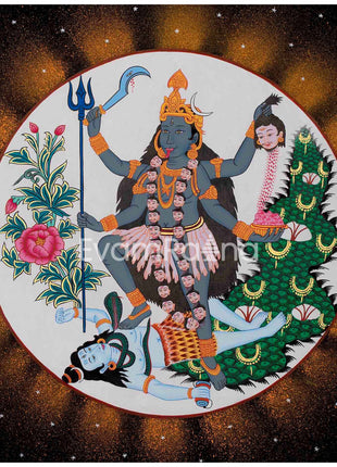 Kali Deity Thangka Painting | Handcrafted Expression of Power and Grace | Original Hand Painted Thangka Art |
