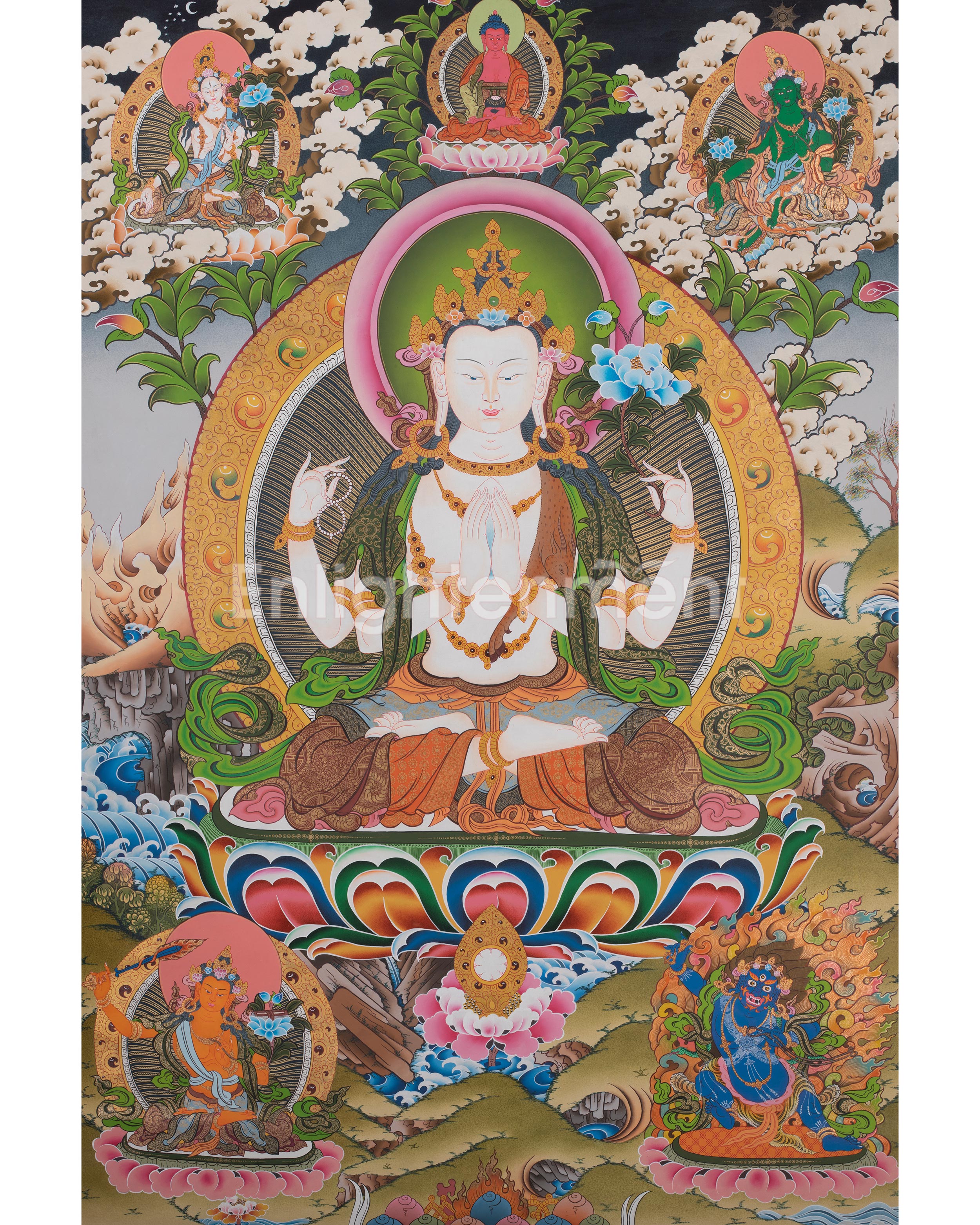 Large Size 4 Armed Chenrezig Thangka