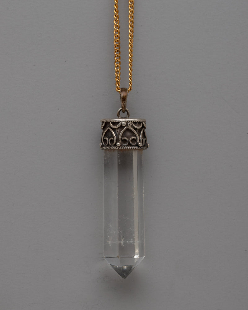 Healing Crystal Silver Pendant | Sterling Silver Jewelry with Crystal Stone