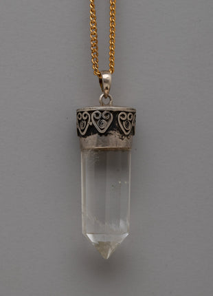 Sterling Silver Crystal Point Pendant | Gemstone Necklace for Spiritual Growth and Healing Energy