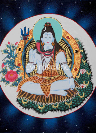 Lord Shiva Thangka Painting | Original Hand-painted Mahadev Thangka Art