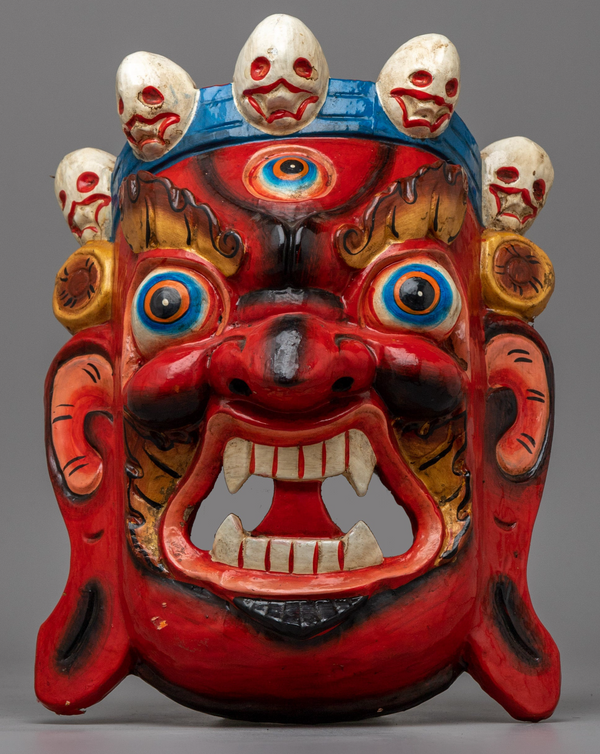 Mahakala Carved Wooden Mask