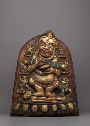 God of Time Mahakala Wall Hanging | Tibetan Buddhist Wall Art of Fierce Protector Mahakala