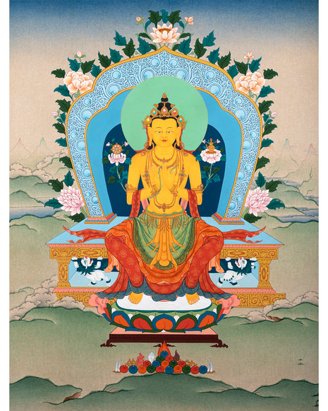 Arya Maitreya Buddha Thangka, Traditional Tibetan Thangka Painting