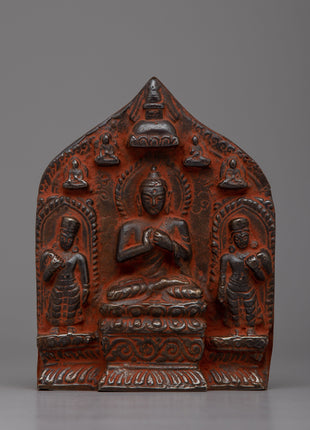 Brass Maitreya Buddha with Disciplies statue
