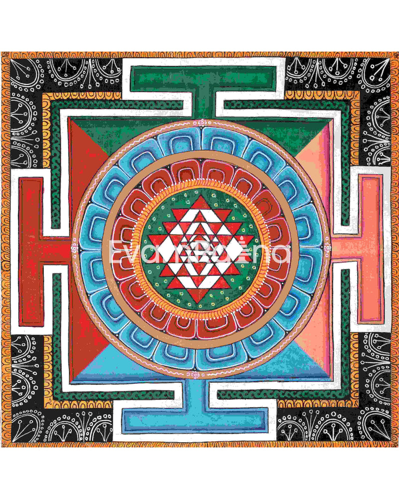 Colorful Shree Yantra Mandala | Perfect Spiritual Gift | Shri Yantra Decor