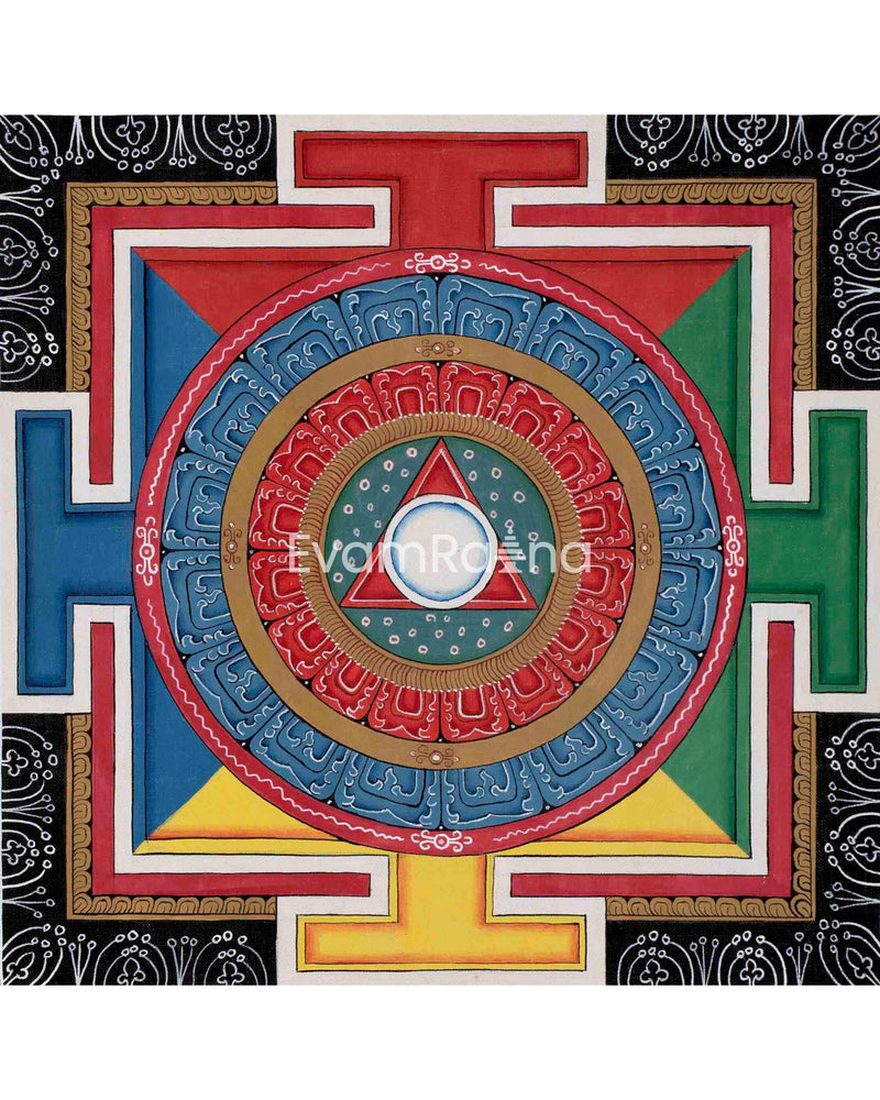 Sri Yantra Mandala | Original Hand Painted Thangka | Mandala Wall Tapestry