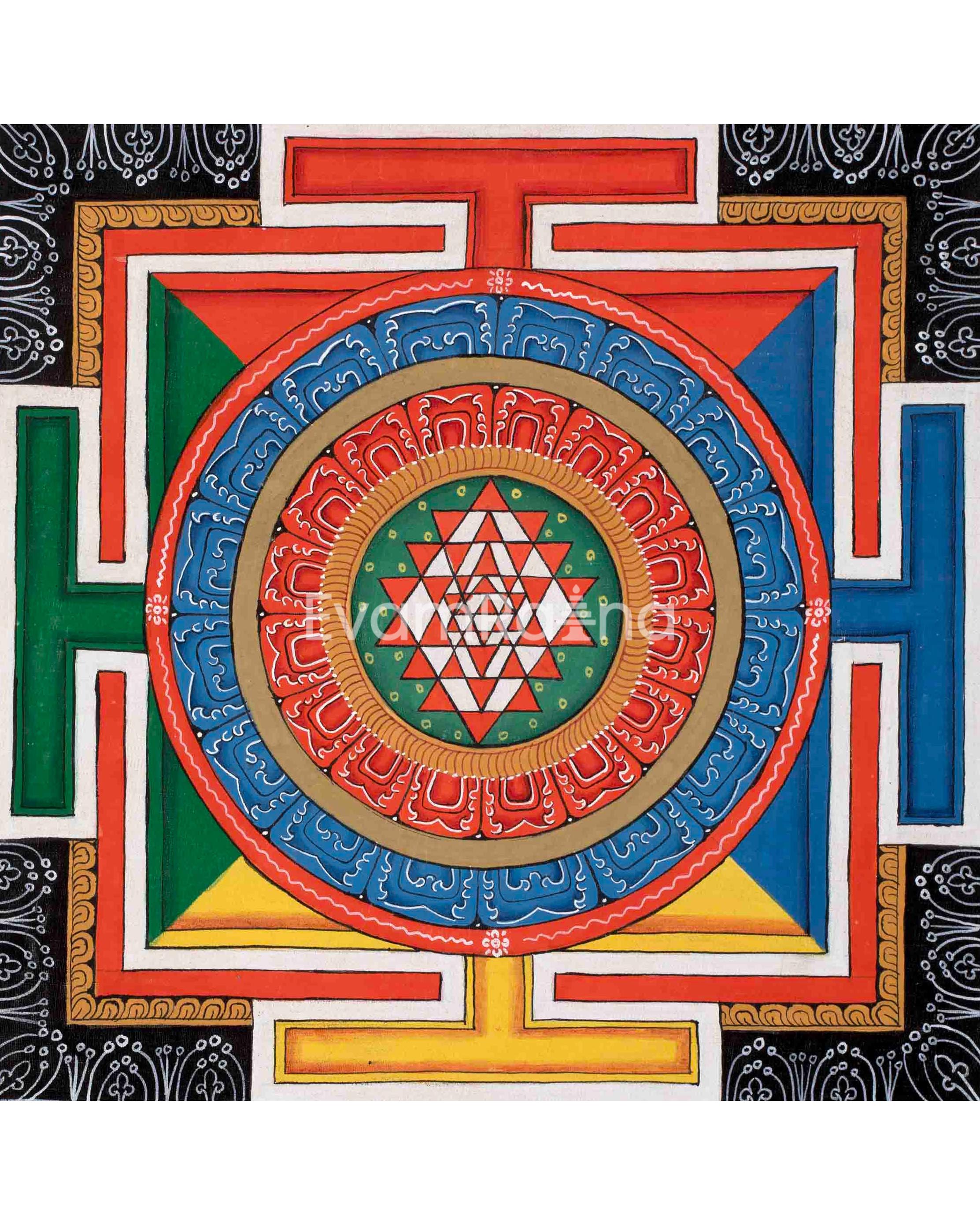 Colorful Shree Yantra Mandala | Perfect Spiritual Gift | Shri Yantra Decor
