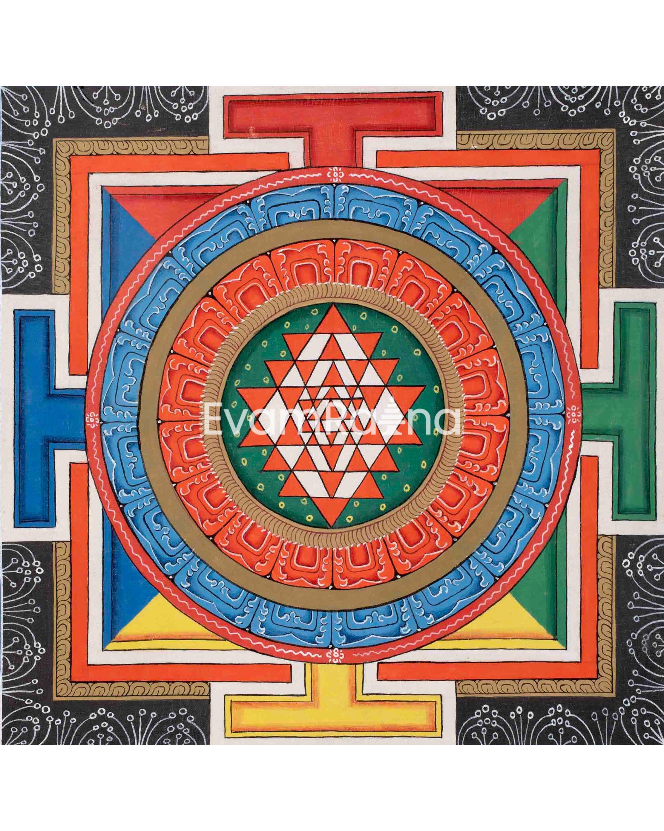Colorful Shree Yantra Mandala | Perfect Spiritual Gift | Shri Yantra Decor