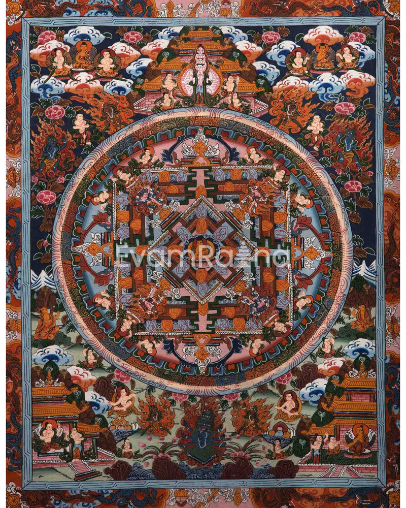 Vintage Handmade Fine Detailed Buddha Mandala | Buddhist Wall Art Collection