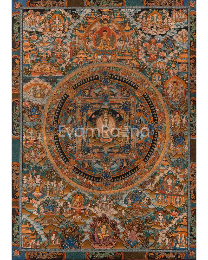 Tibetan Mandala With 1000 Armed Avalokiteshvara