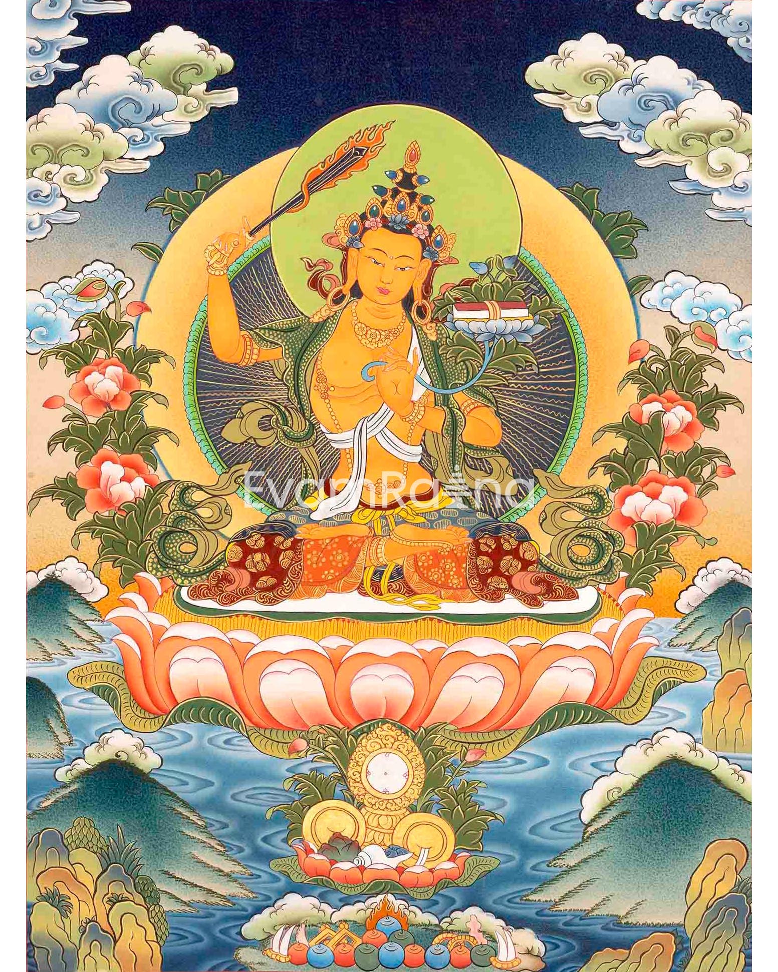 Manjushree Bodhisattva Thangka Painting | Original Hand Painted Tradit