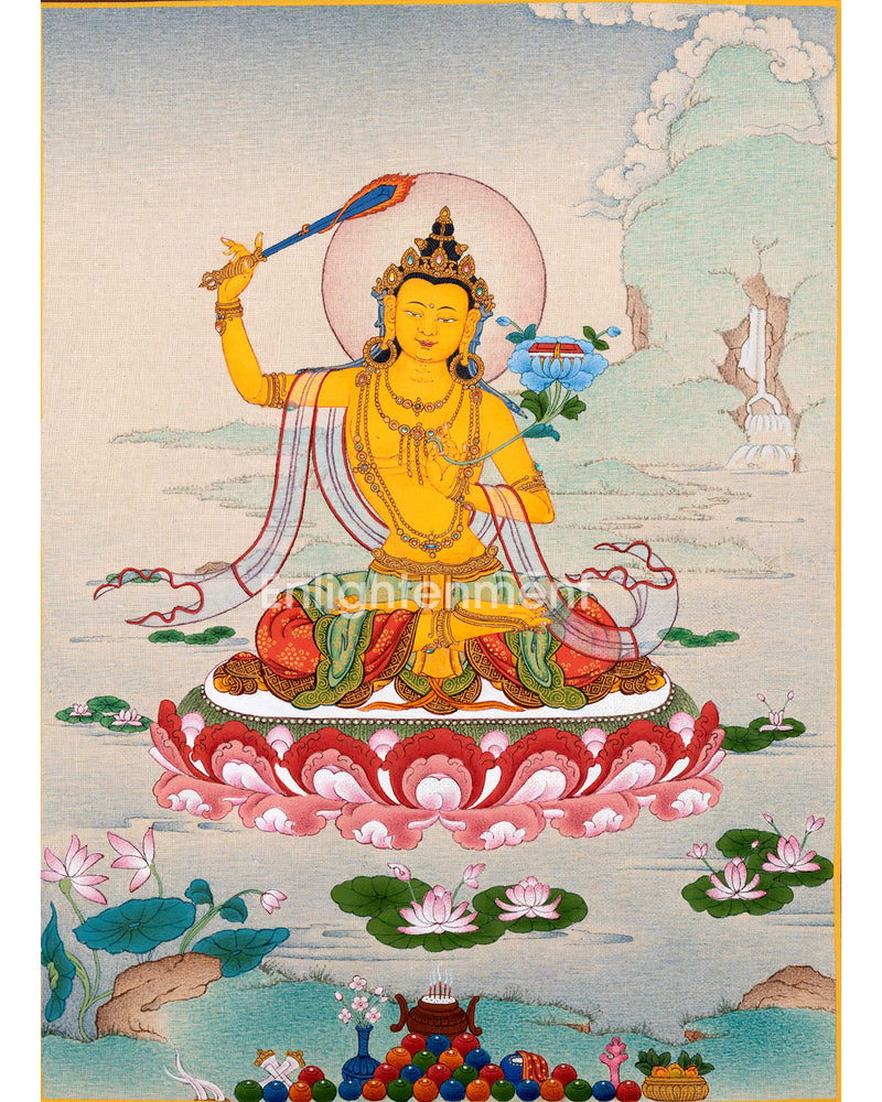 Tibetan Manjushri Thangka Painting