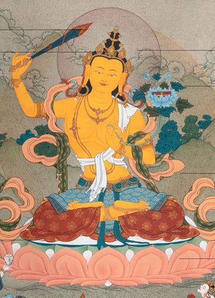 Tibetan Buddhism Manjushree Artwork | Hand Painted Sacred Thangka Painting
