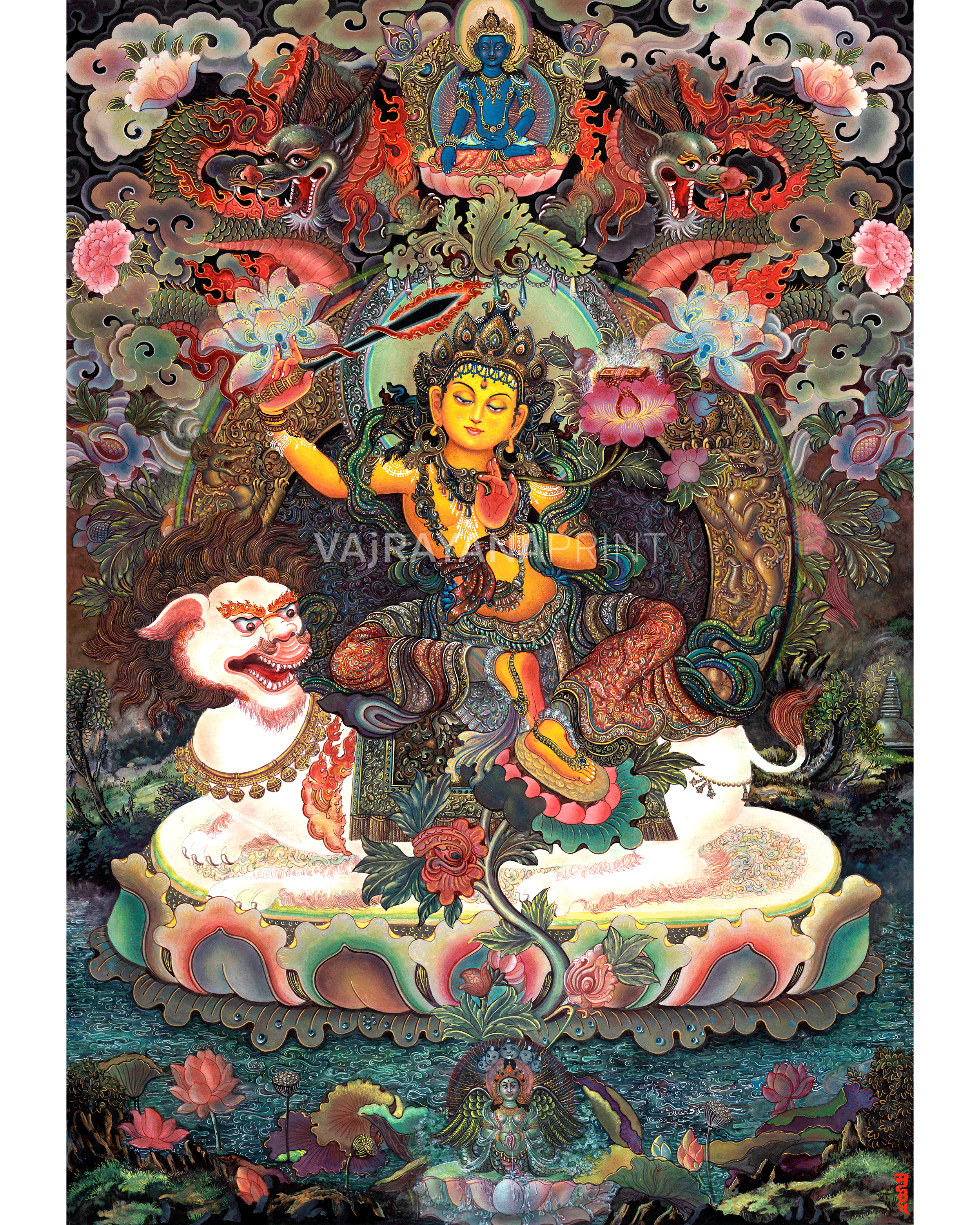 Manjushri Thangka Print