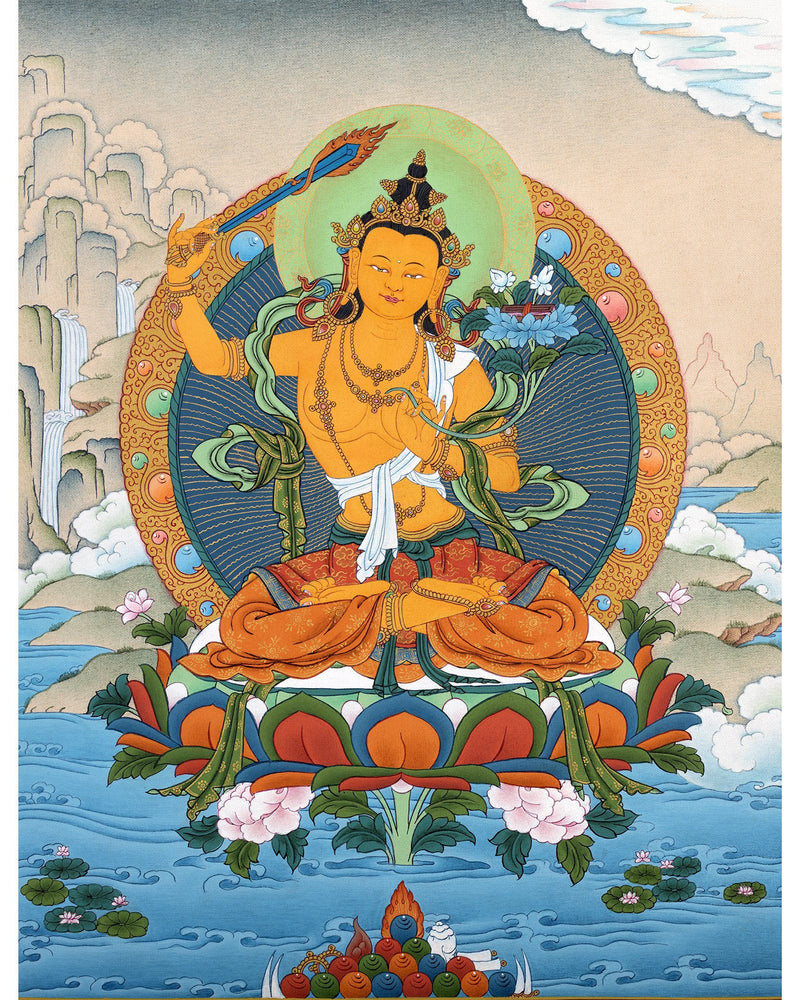 Manjushri Bodhisattva Thangka, Tibetan Thangka Painting