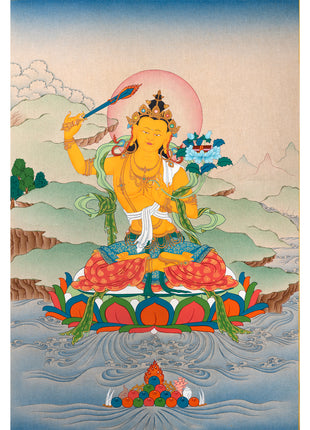 Manjushri, Bodhisattva Manjushree Thangka, Tibetan Buddhist Painting