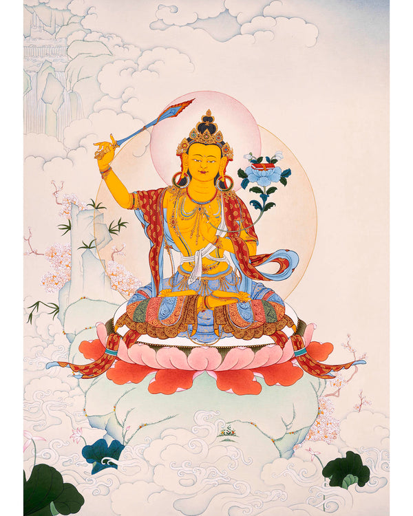 Wisdom Buddha Manjushri, Tibetan Thangka Art