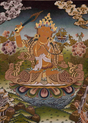 Arya Bodhisattva Manjushri Thanka | Canvas Painting For Wall Hanging