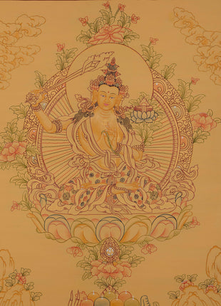 Beautifully Hand-Painted Manjushri Thangka