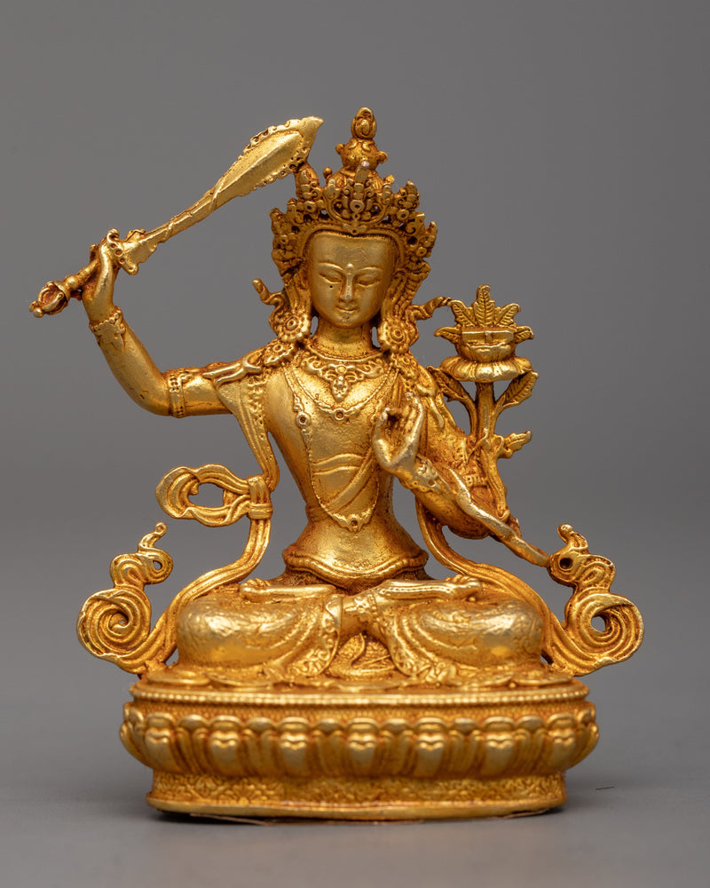 Gold Plated Manjushri Statue