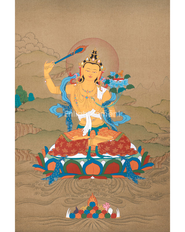 Manjushri Buddha | Handpainted Buddha Thangka Art