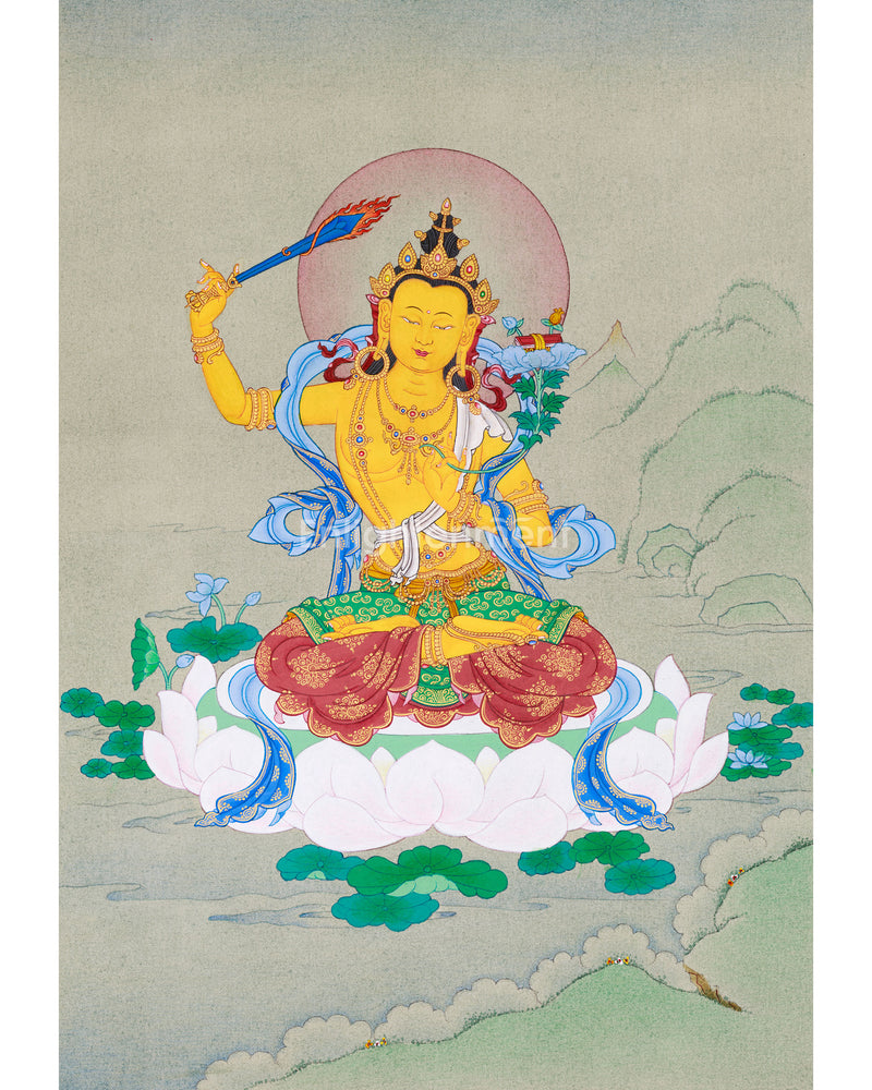 Manjushri, Wisdom Buddha Thangka