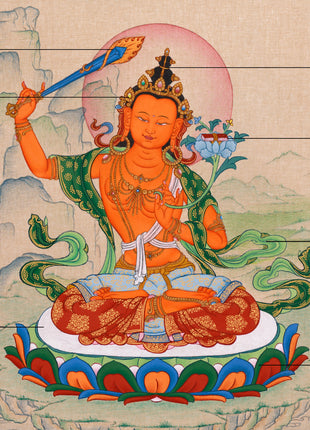 Tibetan Manjusri Kumarabhuta Thangka | The Bodhisattva of Supreme Knowledge
