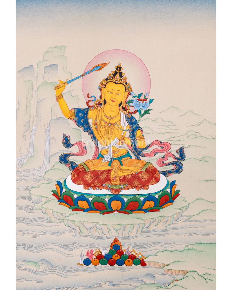 Wisdom Buddha: Manjushri Thangka