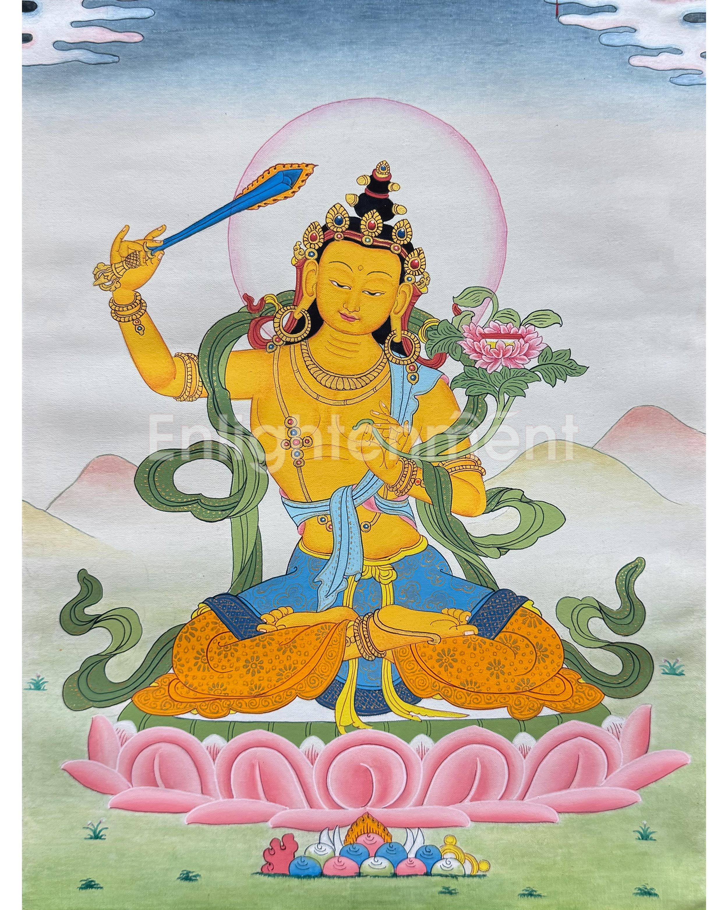  Manjushri Thangka With Brocade 