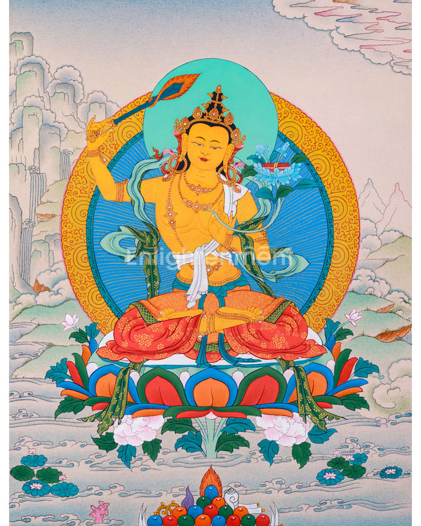 24K Gold Thangka of Manjushri