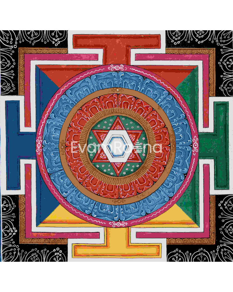 Sri Yantra Mandala | Original Hand Painted Thangka | Mandala Wall Tapestry