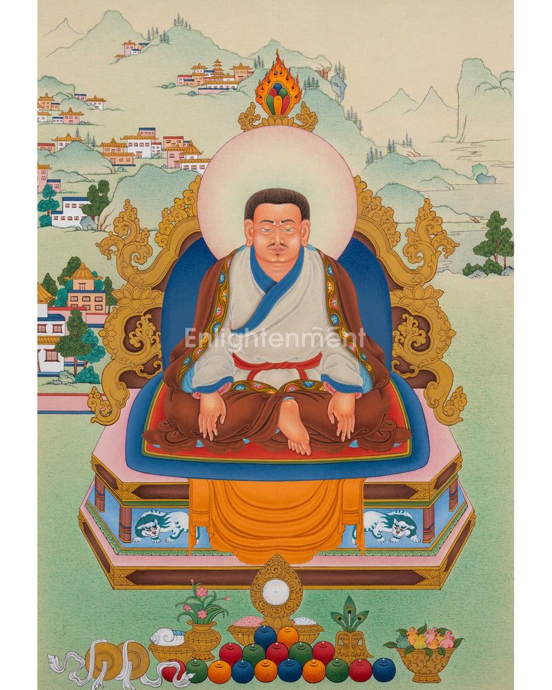 Guru Marpa Thangka | Hand Painted Thangka Artwork of Kagyu Master