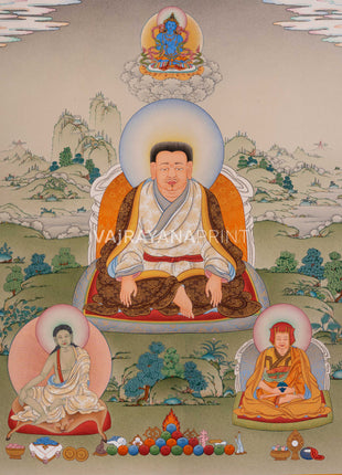 Marpha with Milarepa and Gampopa Thangka Print 