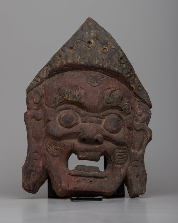 Vintage Wooden Mahakala Mask