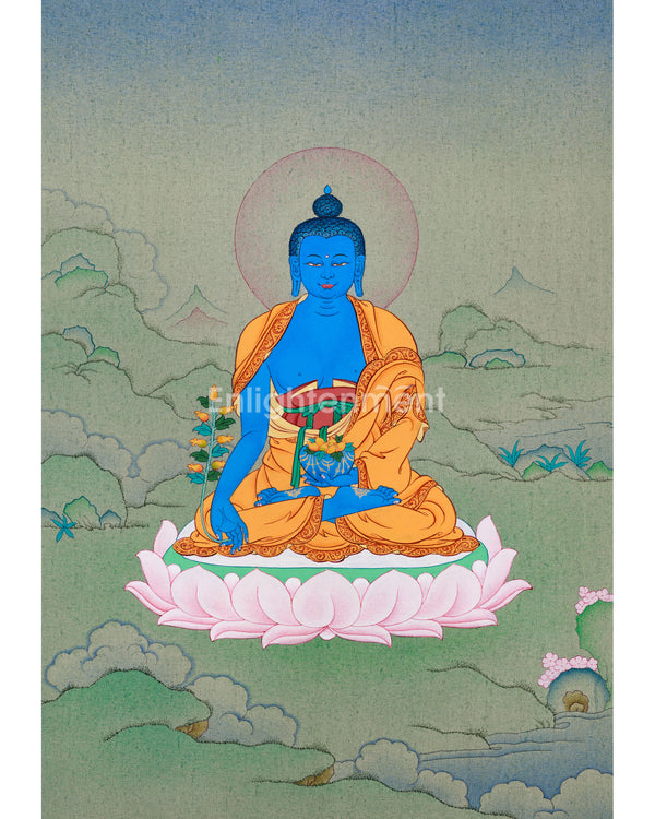 Traditional Bhaishajyaguru Thangka | Medicine Buddha in Himalayan Art